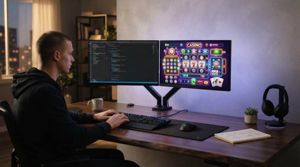 Công Nghệ Web Và Trải Nghiệm Casino Trực Tuyến Hiện Đại Giao diện phát triển ứng dụng game và công nghệ web trên màn hình máy tính