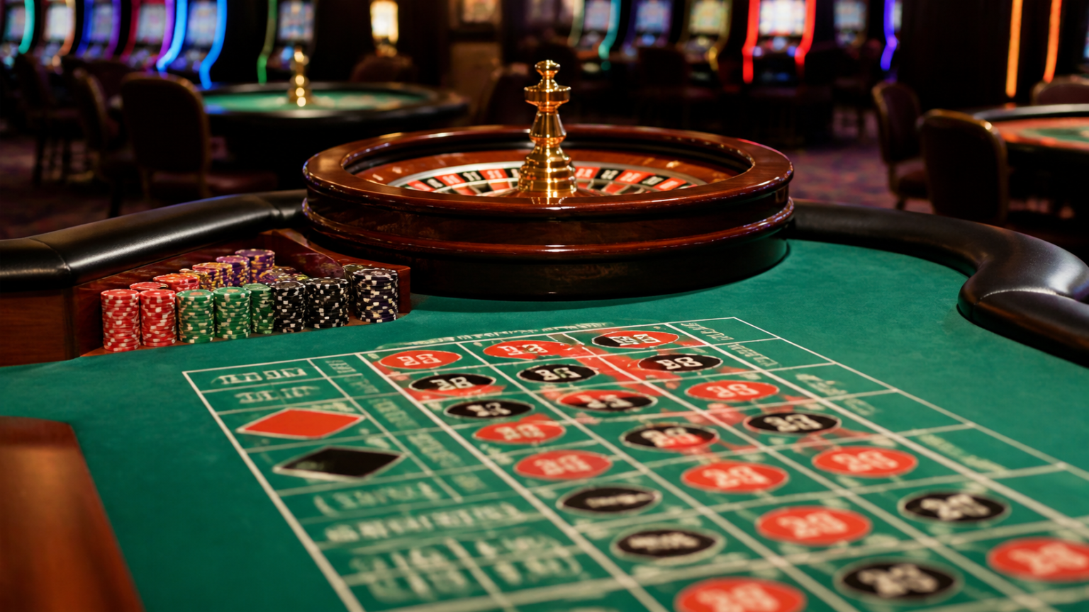 Đánh giá độ minh bạch trước khi đăng ký: nhà cái uy tín Bàn roulette casino với bánh xe quay và phỉnh trên nỉ xanh