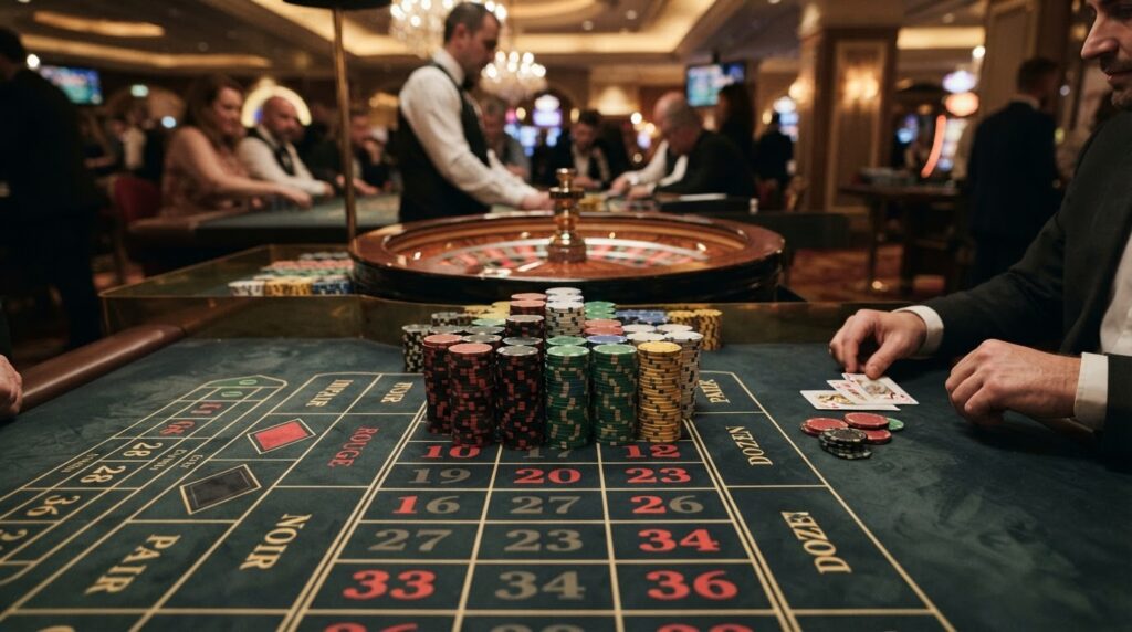 Online Casino Singapore Real Money: Complete Guide Casino roulette table displaying colorful gaming chips and playing cards