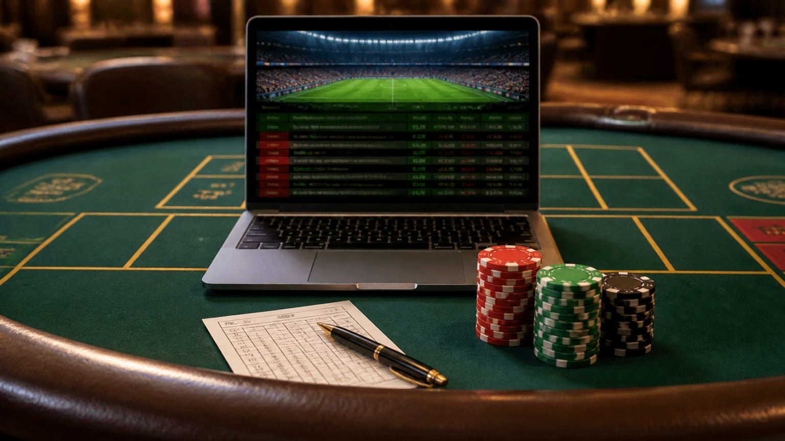 Understanding Sports Betting Sites Singapore for Safer Play Sports betting setup with odds screen and casino chips